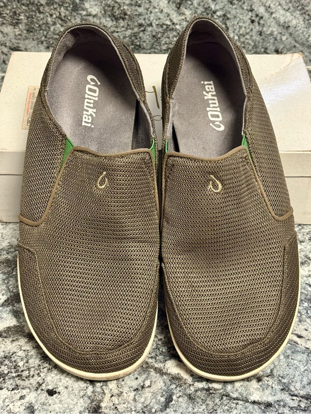 OluKai Nohea Mesh Men’s Size 9 Brown Mustang Slip On Boat Shoes